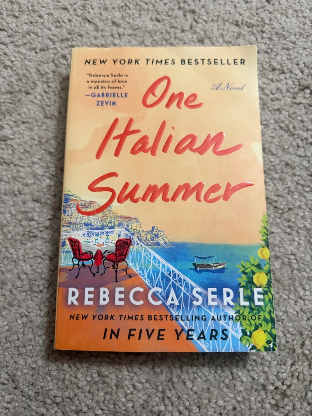 One Italian Summer by Rebecca Serle - Peach, Blue & Yellow Cover